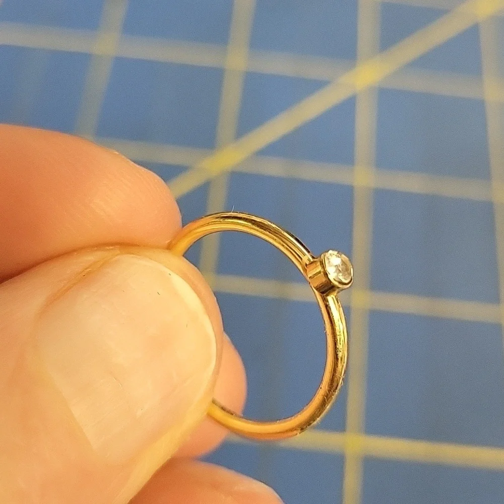 Diamond Faux Solitaire Gold Tone Band Size 6